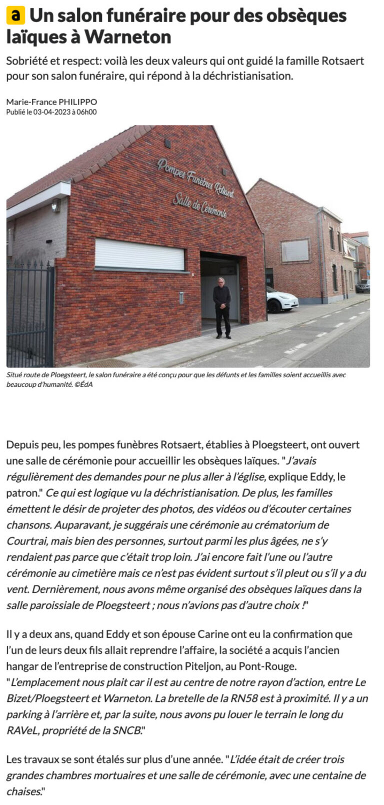 Anne Rotsaert A propos – Pompes Funèbres Rotsaert Comines-Warneton-Ploegsteert